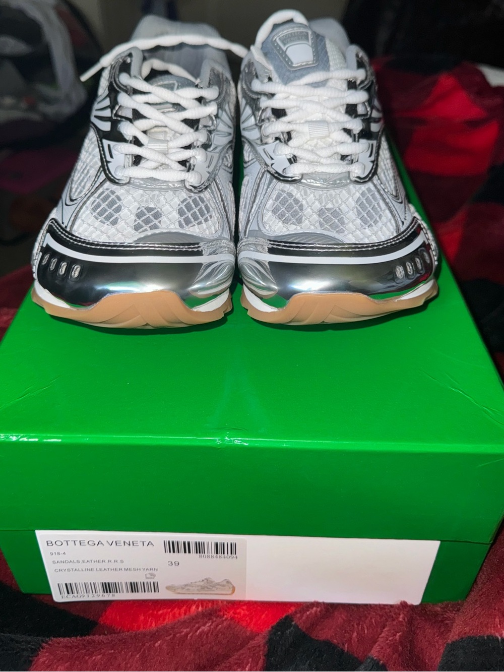 Bottega Veneta Silver & White Women Sneakers with Gum Sole